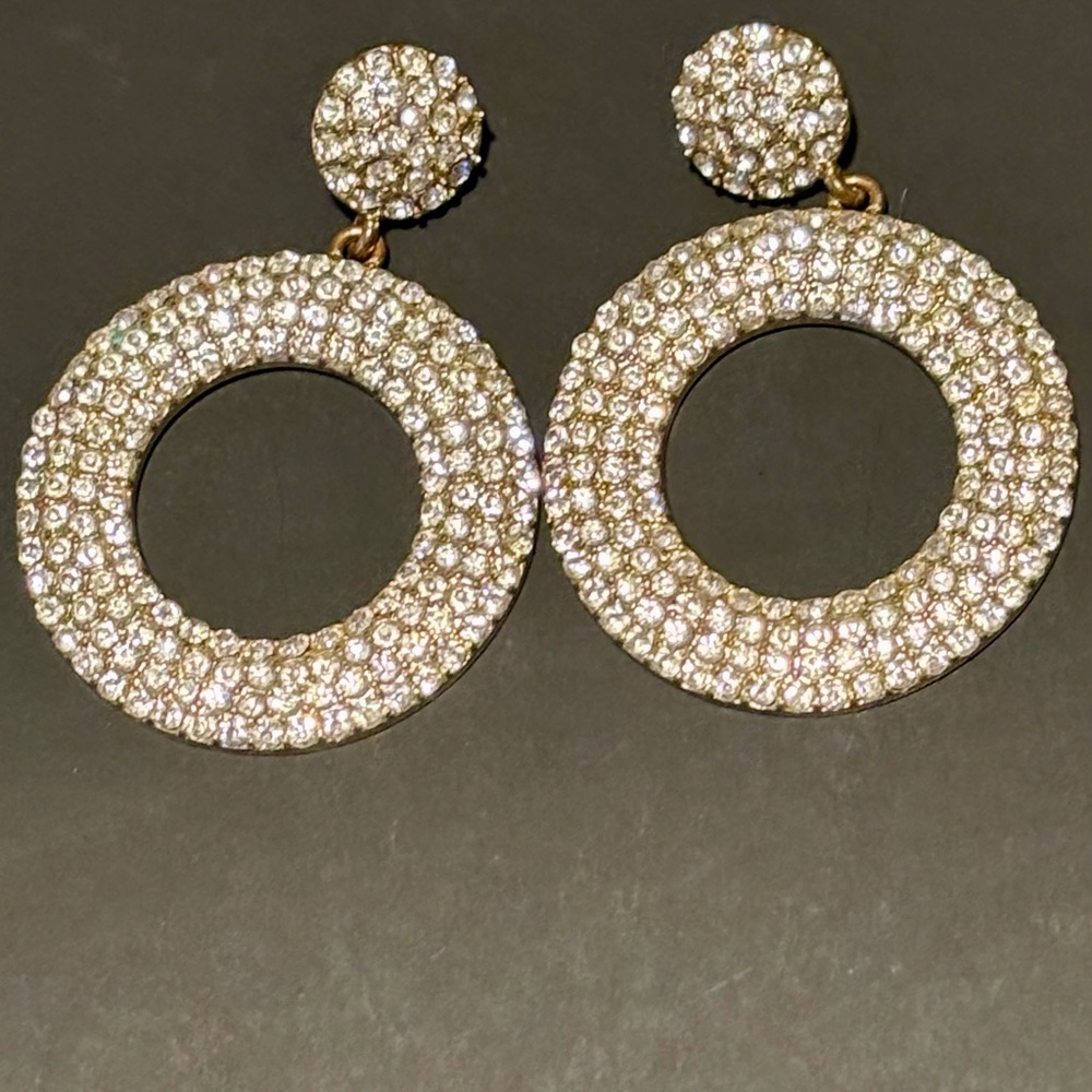Gold Crystal Hoop Earrings
